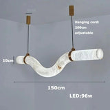 2026 Luxury Marble Linear Chandelier - Minimalist LED Dining Room Pendant Light