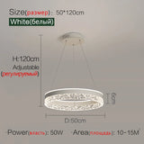 Nordic Creative Modern LED Chandelier Ceiling Dimmable Round Chandelier Living Room Dining Room Bedroom Glossy Lighting Fixtures