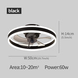 Modern Led ceiling fan without light DC motor 6-speed timing fan 18CM low floor loft remote control decorative fan with light