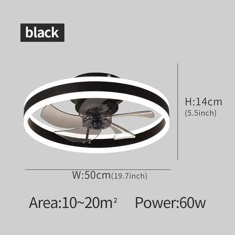 Modern Led ceiling fan without light DC motor 6-speed timing fan 18CM low floor loft remote control decorative fan with light