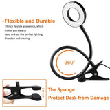 48 LEDs Desk Lamp Clip USB Book Light Bedside 360° Flexible Eye Protection Gooseneck Reading Light Brightness Adjustable 3 Level