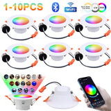 10W Tuya LED Downlight RGB+CW+CCT Dimmable Spotlight 85-265V Bluetooth Smart Ceiling Light Smart Night Light APP Remote Control