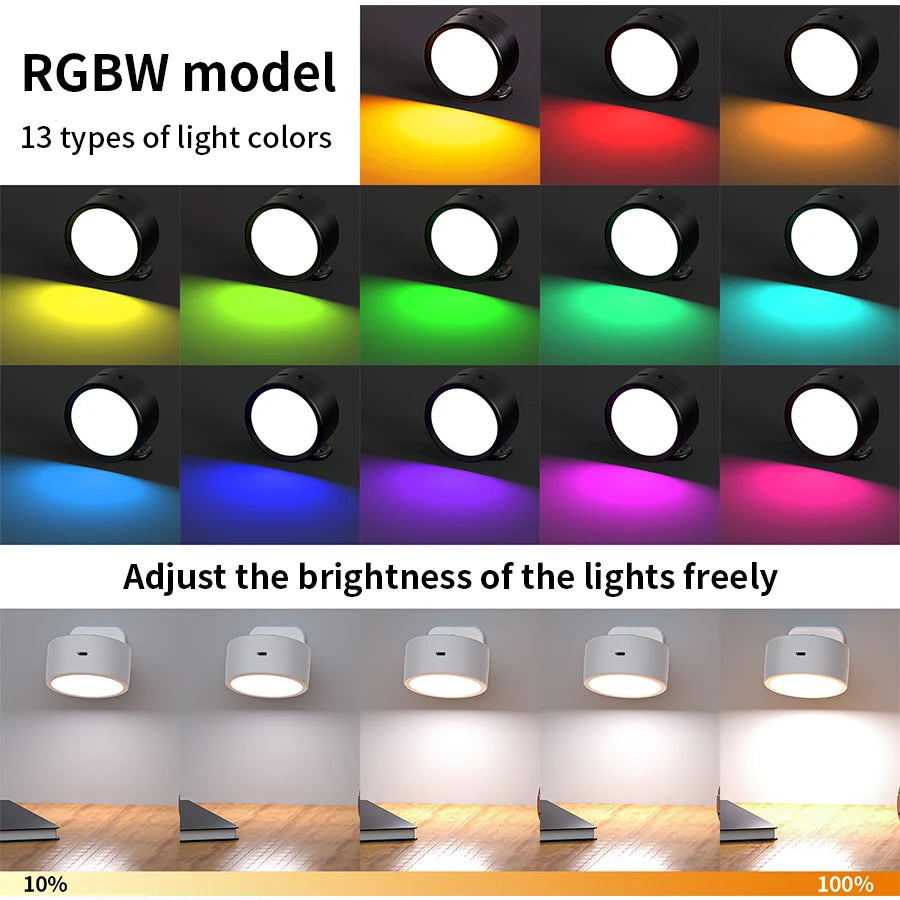 Wireless LED Magnetic Wall Light - USB Rechargeable Sconce with Remote Control