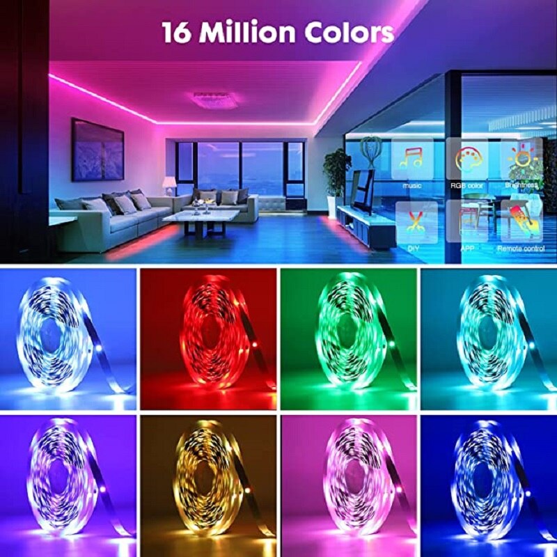 LED Strip Light for Room Christmas Decoration RGB 5050 Remote Control Music Bluetooth APP TV backlight Neon Party luces led