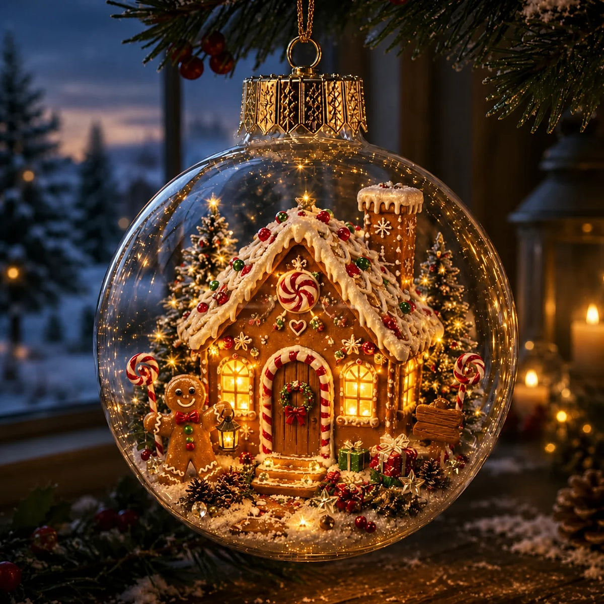 Glass Acrylic Hanging Pendant Warm Lighted Christmas Ornament Glowing Christmas Ornament Lighted Christmas Ball Ornament
