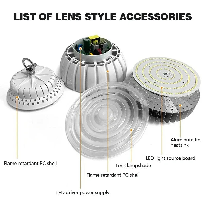 Modern LED High Bay Chain Chandelier Light - High Brightness Energy-Saving Industrial Ceiling Lamp for Factory, Warehouse & Workshop