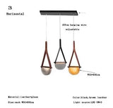 Nordic Leather Handmade Glass LED Lights Creative Belt Design Pendant Lamp for Bedroom Restaurant  Designer Model Room Decor