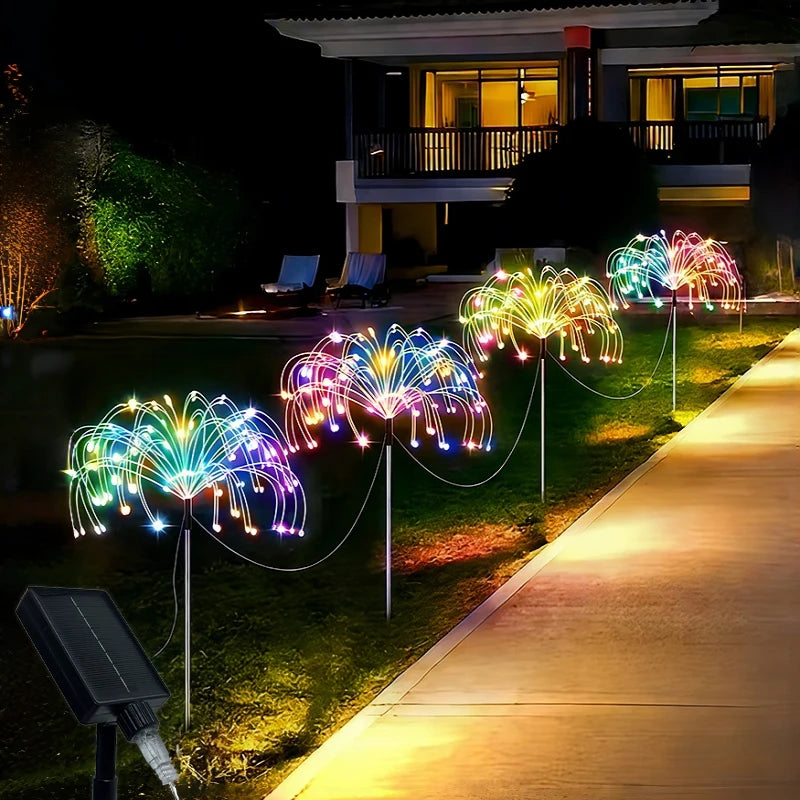 4pcs/6pcs Outdoor Solar Garden Lights Outdoor Solar Smart Firework Lights for Garden Patio Outdoor Holiday Decorations