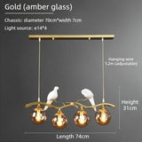 Nordic LED Glass Chandelier Modern Creative Bird Restaurant Dining Table Glass Pendant Light Living Room Bar Counter Decoration