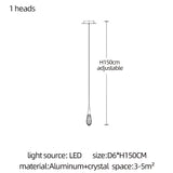 Modern Luxury Crystal Chandelier Hanging Staircas Water Droplet Pendent Lamp Villa Living Room Ceiling Light Attic Pendant Light