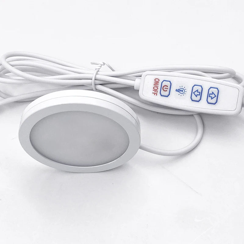 Ultra-Thin 8mm USB 5V 3W Dimmable Mini LED Circular Spotlight - Surface Mount Ceiling & Exhibition Cabinet Puck Light