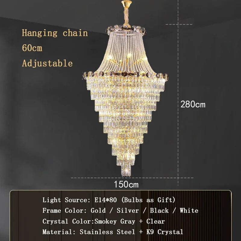 2025 Modern Large Luxury Living Room Chandeliers for Staircase Designer Crystal Pendant Lamps Home Decor Lighting Lustre Fixture