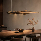 Wabi Sabi Wood Sculptural Mountain Shape Design Minimalist Artistic Dining Room Kitchen Island Interior Decor Home Pendant Lamp