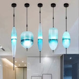2026 Modern Simple Lake Blue Gradient Glass Pendant Lamp Designer Model Room Bedroom Restaurant Bar LED Chandelier Home Decor Li