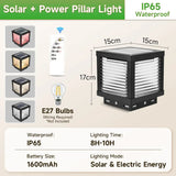 Outdoor LED Solar Pillar Light - Waterproof Dual-Power Fence Post Lamp