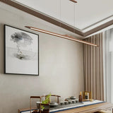 Zen-Style Ancient-Style Black Walnut Solid Wood Long Strip Lamp For Restaurant New Chinese-Style Tea Room - Office Pendant Lamp
