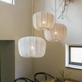 Modern Fabric Ceiling Pendant Lamp E27 - Minimalist Wabi-Sabi LED Ceiling Light Fixture for Living Room, Hotel, Restaurant & Shop