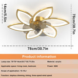 Modern led quiet ceiling fan with light with remote control/app timer creative 6 lights design fan with lamp,