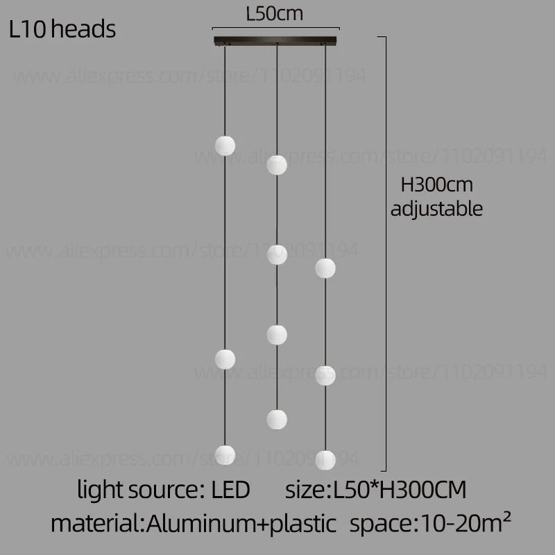 LED Minimalist Style Chandelier Hanging Stairs Pendent Lamp Designer Living Room Kitchen Bedroom Pendant Light Indoor Lighting