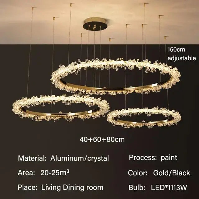 Modern Luxury Crystal LED Chandelier - Minimalist Pendant Light for Living Room