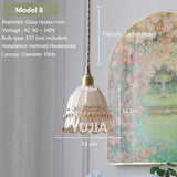 Vintage Amber Glass Pendant Light - Retro Brass Adjustable Hanging Hanging Lamp