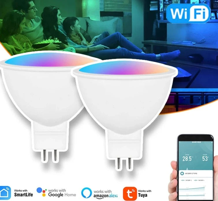 Tuya Smart LED Bulb WIFI Connect GU5.3/MR16 DC12V Mini Spotlight 5W Lamp Works With Alexa Google Home RGBCW Color Changing