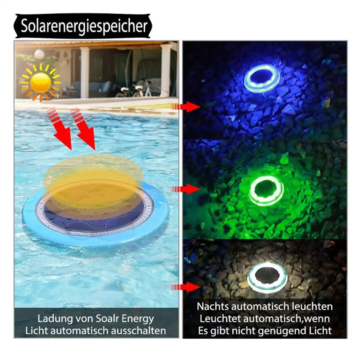 Solar Floating Pool Light Floating Underwater Light Waterproof Solar Floating Pool Lamp Swimming Pool Decorative Light