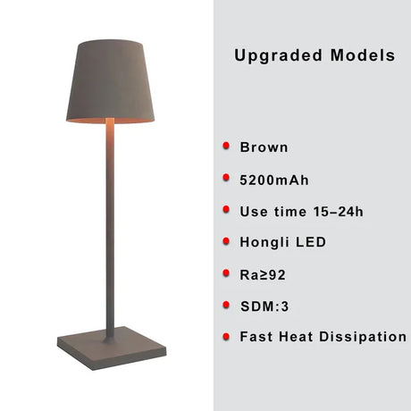 Hotel Cordless Usb Rechargeable Table Lamp Poldina Waterproof Touch Switch Table Lamp for Bedroom Hotel Living Room Restaurant