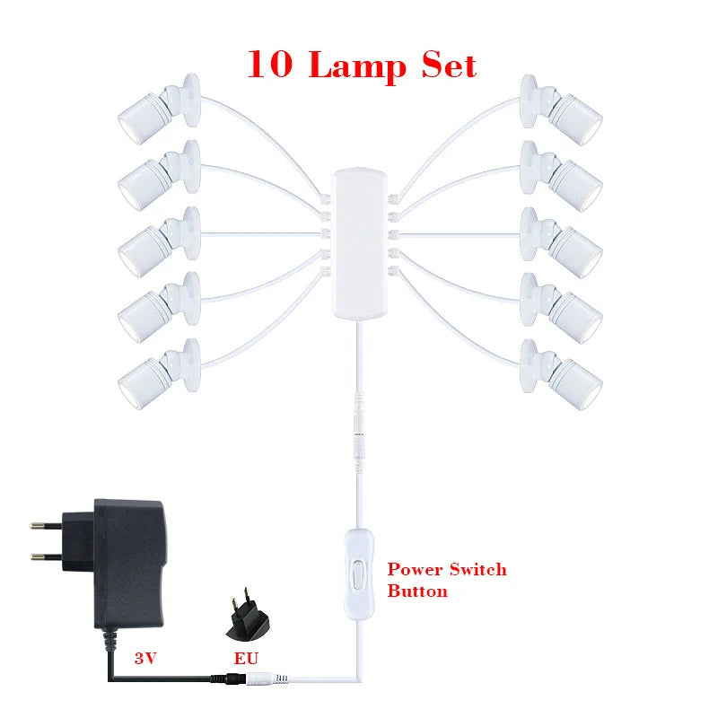 Led Spotlight Wine Cabinet Light Kitchen 2/4/6/8/10/12 Pack Lighting Kit Button Switch EU Plug for Jewelry Showcase Spot Lights