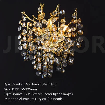 Modern Luxury Crystal LED Wall Lamp - Decorative Sconce Light Fixture for Living Room Background, Bedroom Bedside & Villa Interiors