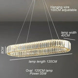 Luxury Design Gold Crystal LED Chandelier K9 Crystal Dimmable Pendant Light for Living Room Bedroom Hotel Villa Decor
