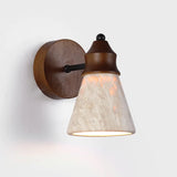 Natural Yellow Travertine Stone Wall Sconce Lamp - Classical LED Wall Light Fixture for Bedroom Bedside, Living Room & Home Decor