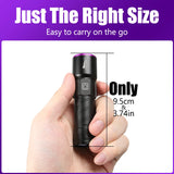 395NM UV Flashlight Rechargeable Ultraviolet Torch Pet Urine Scorpion Detector UV Lamp Anti-counterfeiting Bill Seal Detector
