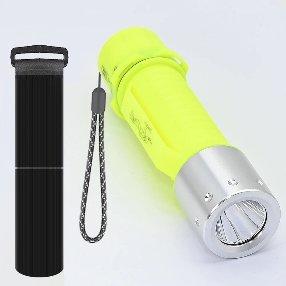 IPX8 Waterproof Rechargeable Dive Light | Super Bright 3-Mode Submersible Scuba Flashlight