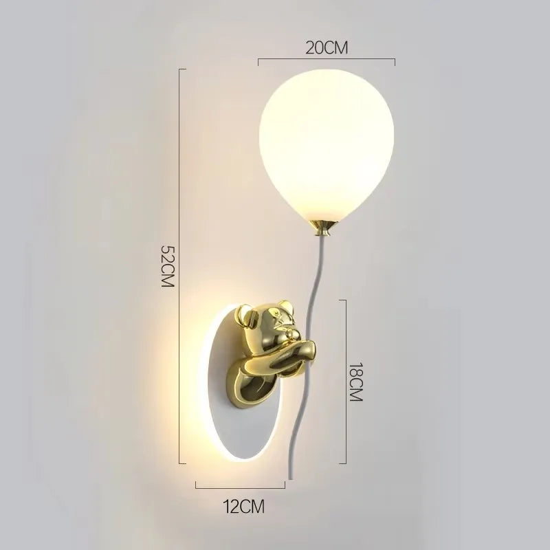 Creative Cartoon Balloon Wall Lamp - Pink & White Princess Room LED Light