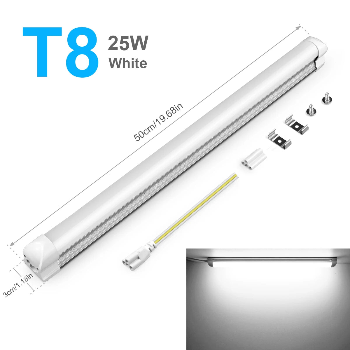 50cm T5/T8 LED Tube Light Bar (15W/25W) - 3000K/4000K/6500K Ceiling Lamp & Fluorescent Tube Replacement for School & Office