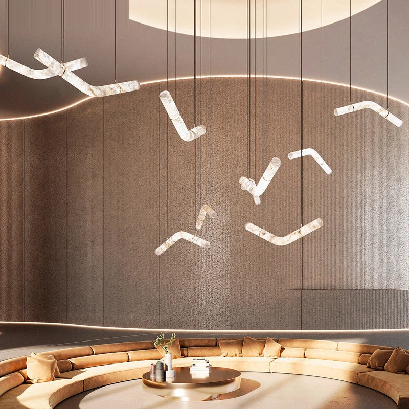 2026 New Trend Marble Collection LED DIY Hanging Lamps Chandelier Lighting Fixtures Lustre Suspension Luminaire Lampen For Foyer