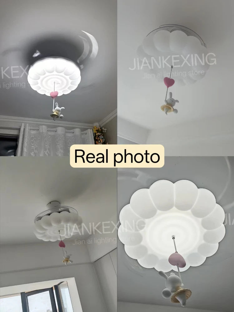 LED Bubble Cloud Rabbit Light Children's Room Ceiling Lights  Cream Style Warm Baby Room Nursery Boy Girl Bedroom Ceiling Lamps