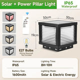 Outdoor LED Solar Pillar Light - Waterproof Dual-Power Fence Post Lamp