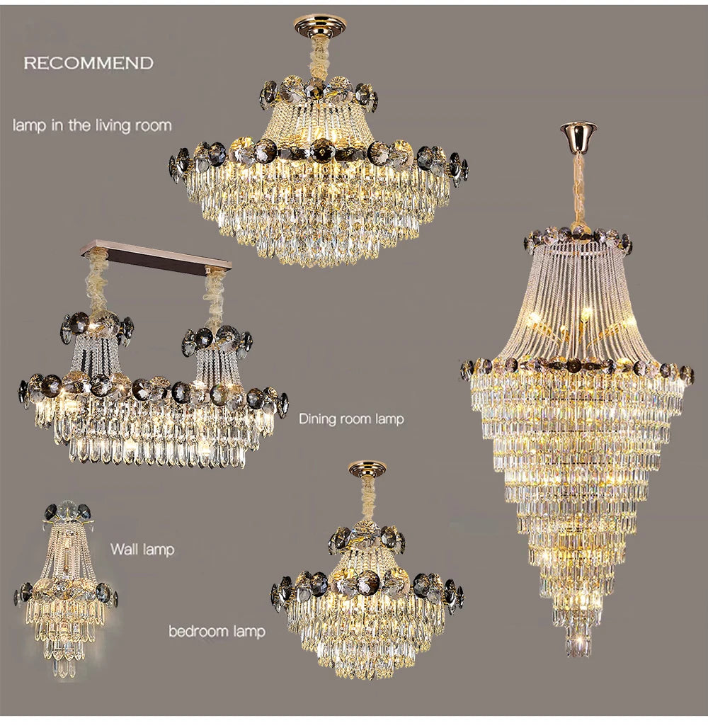 2025 Modern Large Luxury Living Room Chandeliers for Staircase Designer Crystal Pendant Lamps Home Decor Lighting Lustre Fixture