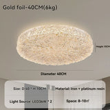 Minimalist Resin Ceiling Light Gold Luxury Led for Bedroom Living Room Decor 40cm 50cm 60cm Round Ceiling Lamp