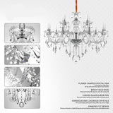 Luxurious Crystal Chandelier Lights 15 Arms K9 Crystal Ceiling Pendant E12 Lamps For Home Living Room Hotel Lobby