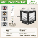 Outdoor LED Solar Pillar Light - Waterproof Dual-Power Fence Post Lamp