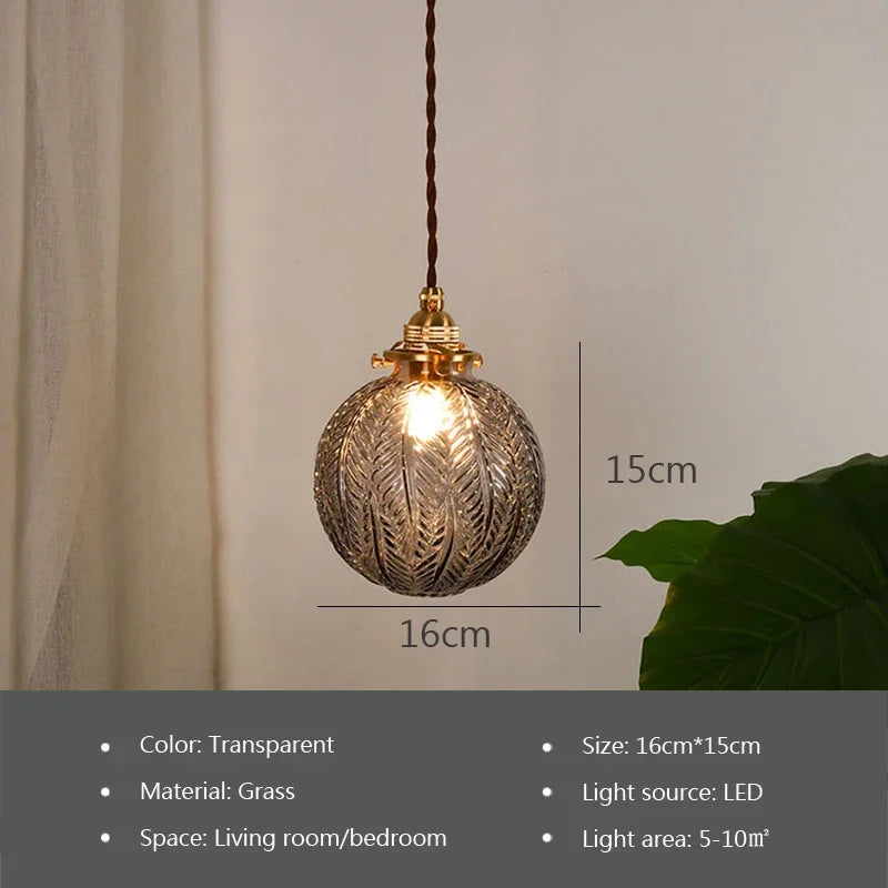 Nordic Glass Small Pendant Lights Brass Restaurant Chandelier for Living Dining Room Kitchen Bedroom Bedside Hanging Lamp