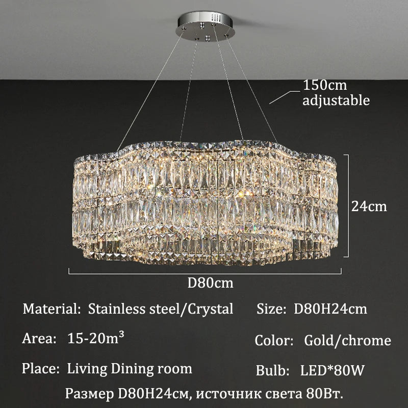 Modern Luxury LED Crystal Chandeliers Home Villa Decoration Living Dining Room Lighting Ceiling Pendant Lights Indoor Fixtures