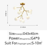 Modern Firefly LED Chandelier Black Gold for Living Room Bedroom Hall Home Decor Indoor Lighting Minimalist Ceiling Pendant Lamp