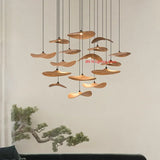 Japanese Wabi Sabi Solid Wood Lamp for Living Dining Room  Villa Duplex Kitchen Island Linear Light 3colors Changeable