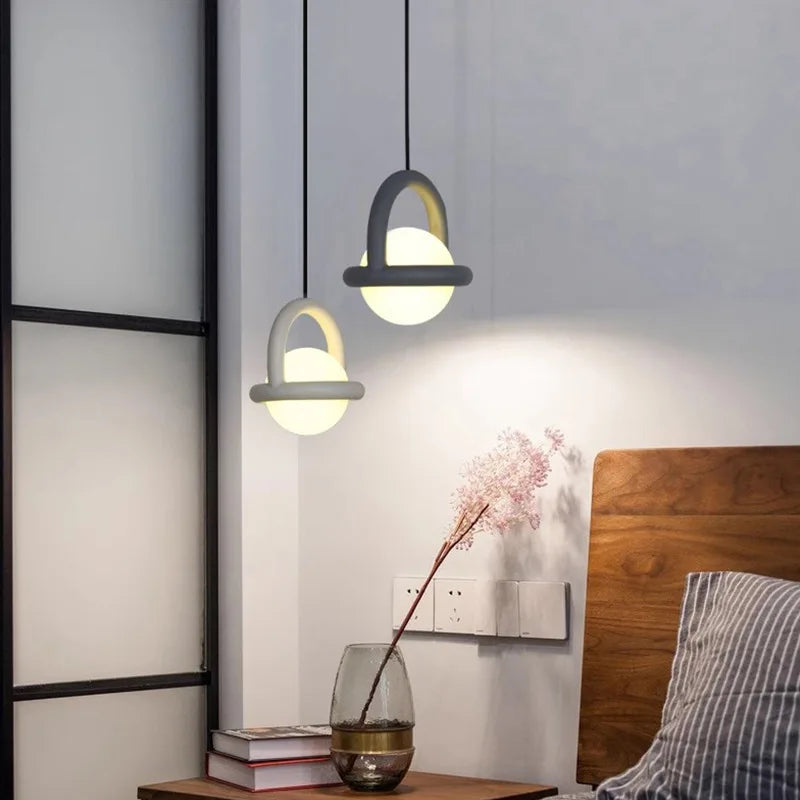 Nordic Simple Creative Danish Designer Restaurant Bar Long Line Bedroom Headboard Ball Chandelier