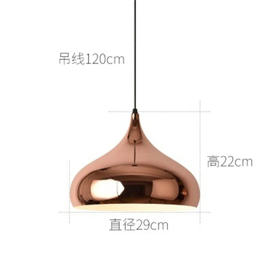 Rose Gold Electroplating Mirror Globe Pendant Lamp - E27 Glass Ball Light