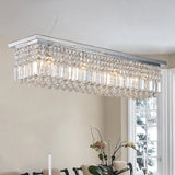 8-Light Modern Crystal Chandelier Chrome color Rectangle Chandelier Contemporary  Pendant Light Fixture (Bulb Not Included)